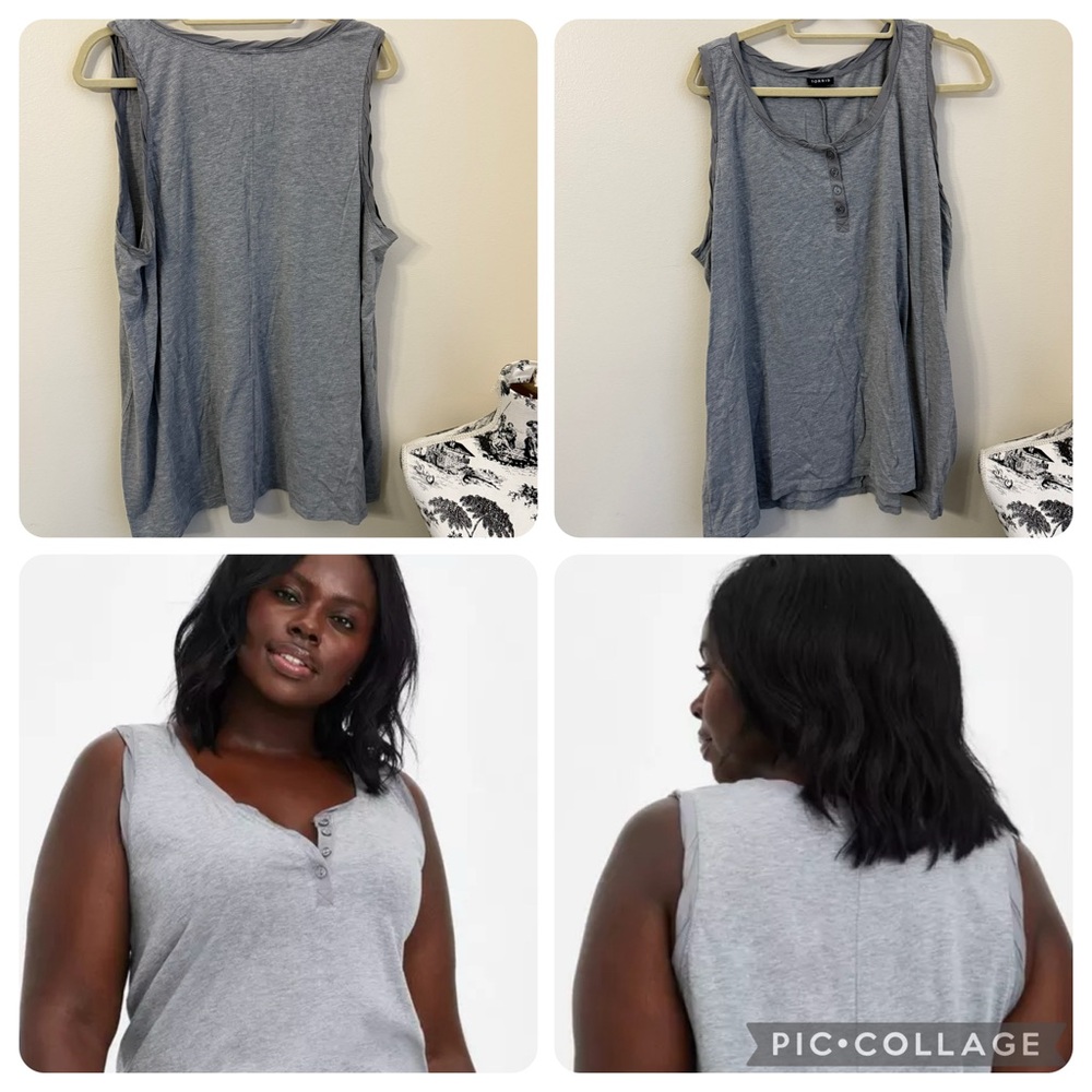 Torrid Cotton-Blend Henley Tank Size 3 Gray